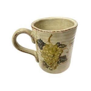 Bellavino Mug Purple Grapevine Tan Handpainted  4.4" Table‎ Top Unlimited